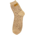 Ladies Beige Post Card Crew Socks- Sizes 9-12